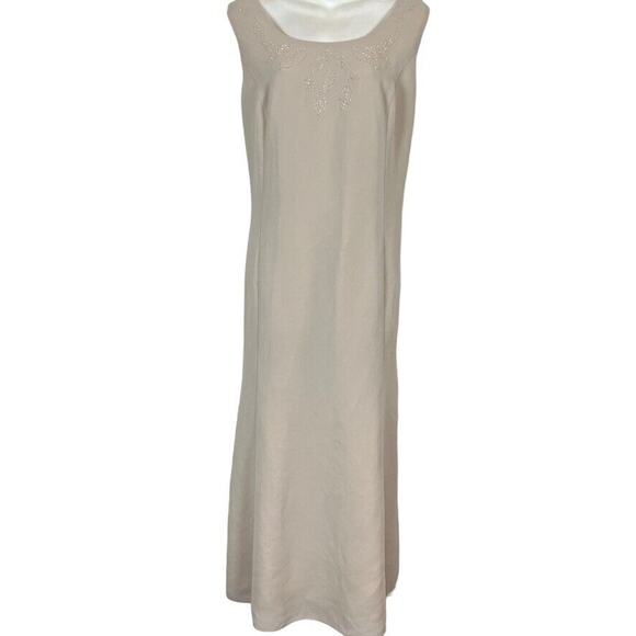 David's Bridal Womens Mother of the Bride Beaded Neutral Taupe Dress sz 16 WP - Picture 1 of 16
